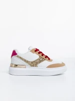 Дамски спортни обувки бели с златисто от еко кожа Samya