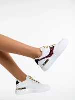 Дамски спортни обувки бели с червено от еко кожа Samya