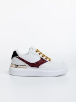 Дамски спортни обувки бели с червено от еко кожа Samya