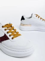 Дамски спортни обувки бели с червено от еко кожа Samya