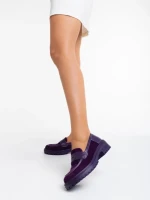 Дамски мокасини лилави от текстилен материал Agneza