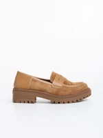 Дамски мокасини бежови от текстилен материал Agneza