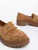 Дамски мокасини бежови от текстилен материал Agneza