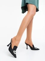 Дамски сабо черни от текстилен материал Kalyna