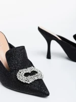 Дамски сабо черни от текстилен материал Kalyna