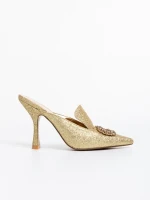 Дамски сабо златисти от текстилен материал Kalyna