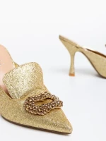 Дамски сабо златисти от текстилен материал Kalyna