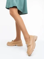 Дамски мокасини бежови тъмно от еко кожа Monifa