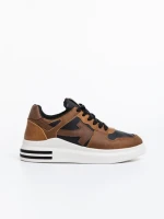 Дамски спортни обувки черни с камел от еко кожа Sarika