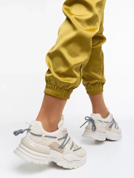 Дамски спортни обувки бежови светло от текстилен материал Nithya