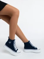 Дамски кецове сини от текстилен материал Yustina