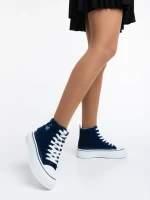 Дамски кецове сини от текстилен материал Yustina