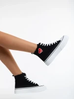 Дамски кецове черни от текстилен материал Yustina