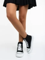 Дамски кецове черни от текстилен материал Yustina