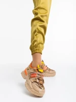 Дамски спортни обувки бежови тъмно от текстилен материал Nithya