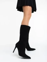 Дамски чизми черни от текстилен материал Ernestine