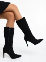 Дамски чизми черни от текстилен материал Ernestine