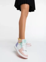 Дамски спортни обувки бели с розови от еко кожа Saskia