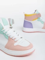 Дамски спортни обувки бели с розови от еко кожа Saskia