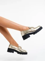 Дамски мокасини златисти от еко кожа Nanette