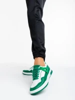 Дамски спортни обувки бели с зелено от еко кожа Milla