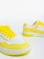 Дамски спортни обувки бели с жълто от еко кожа Milla