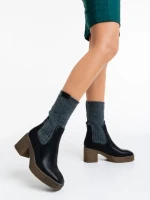 Дамски Боти черни от еко кожа и текстилен материал Fizza