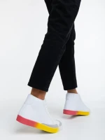 Дамски спортни обувки бели с жълто от еко кожа Kianna