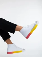 Дамски спортни обувки бели с жълто от еко кожа Kianna