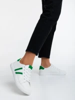 Дамски спортни обувки бели с зелено от еко кожа Virva