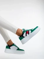 Дамски спортни обувки зелени от еко кожа Ayano