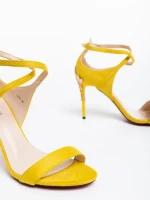Дамски сандали жълти от текстилен материал Corinthia