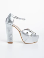 Дамски сандали  сребристи  от текстилен материал  Genista