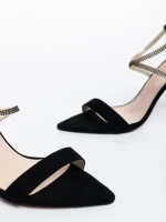 Дамски сандали  черни от текстилен материал  Padma