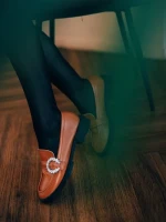 Дамски мокасини  камел  с еко кожа Rozarie