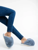 Дамски чехли сиви от синтетичен пух Donisha