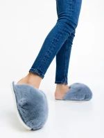 Дамски чехли сиви от синтетичен пух Donisha