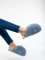 Дамски чехли сиви от синтетичен пух Donisha