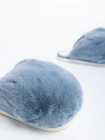 Дамски чехли сиви от синтетичен пух Donisha