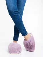 Дамски чехли лилави от синтетичен пух Donisha