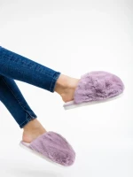 Дамски чехли лилави от синтетичен пух Donisha