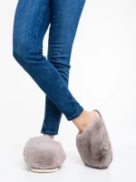 Дамски чехли бежови от синтетичен пух Donisha