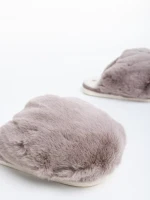 Дамски чехли бежови от синтетичен пух Donisha