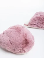 Дамски чехли розови от синтетичен пух Donisha