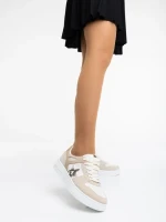 Дамски спортни обувки бежови от еко кожа Adamina