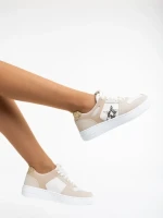 Дамски спортни обувки бежови от еко кожа Adamina