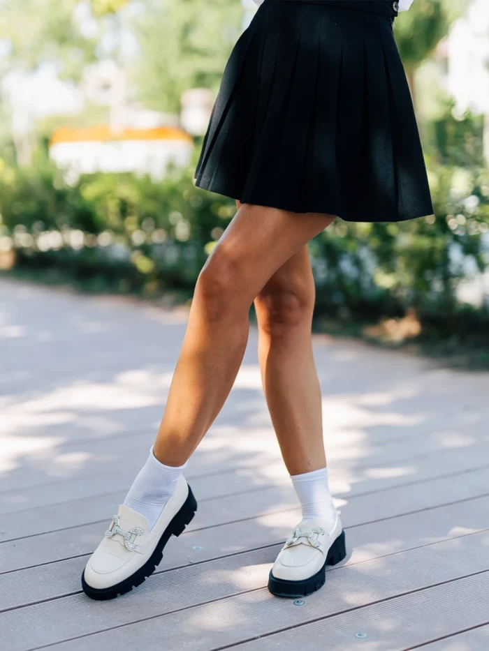 Дамски мокасини бежови светло от еко кожа Nanette