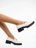 Дамски мокасини бежови светло от еко кожа Nanette