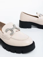 Дамски мокасини бежови светло от еко кожа Nanette