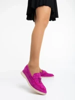 Дамски мокасини лилави от текстилен материал